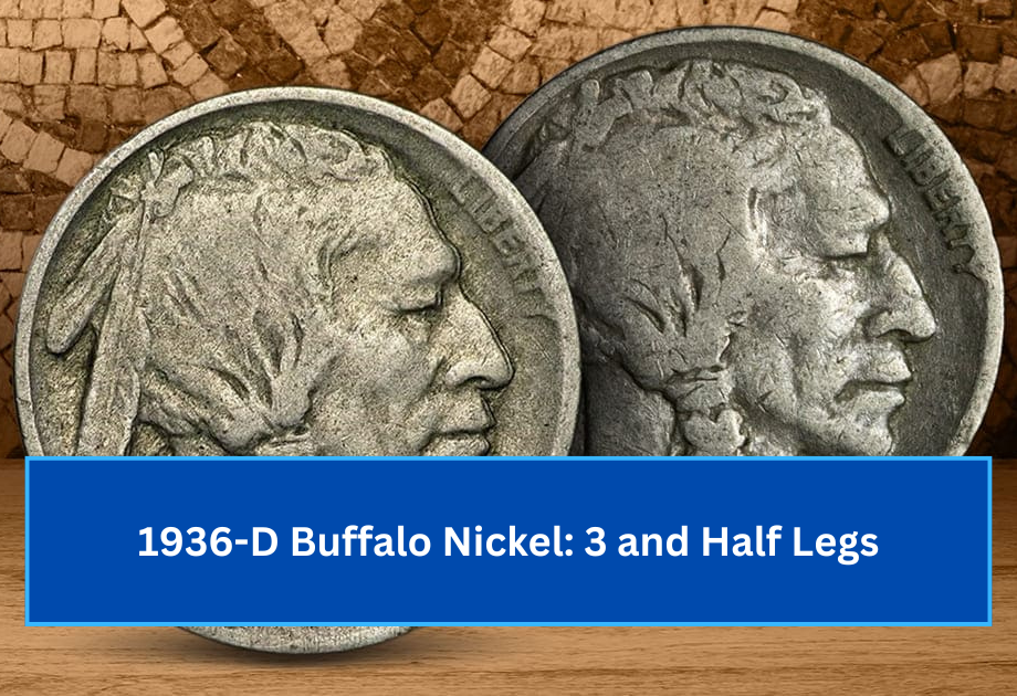 1936-D Buffalo Nickel 3 and Half Legs