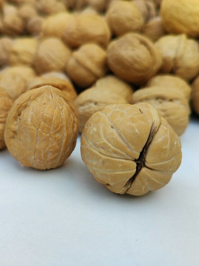 a group of nuts sitting on top of a table