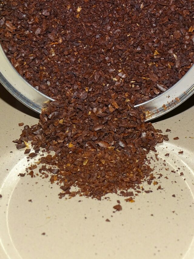 a bowl filled with dirt sitting on top of a table