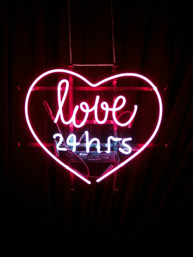 red Love 24 hours neon light sign